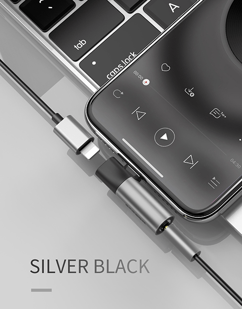 Baseus L43 iPhone Converter to iP &amp; 3.5mm audio jack Silver