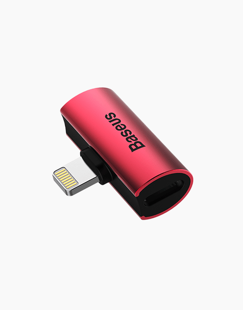 Baseus L46 iPhone Converter to Dual iP Female Adapter Red