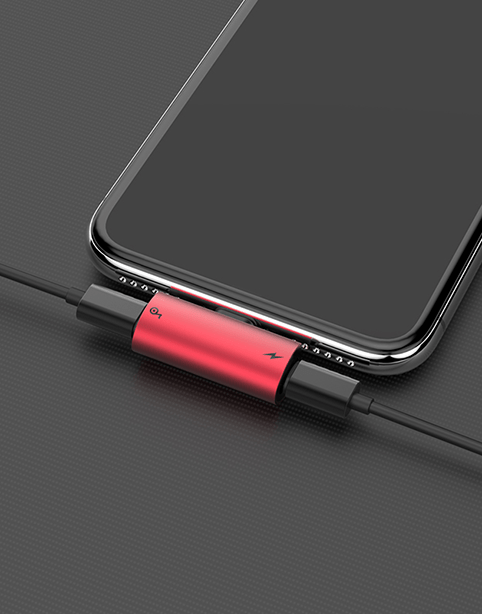 Baseus L46 iPhone Converter to Dual iP Female Adapter Red