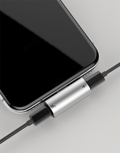 Baseus L46 iPhone Converter to Dual iP Female Adapter Silver