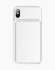 White Baseus Liquid Silicone Smart Power Case for iPhone XS Max 6.5 with 4200mAh portable battery, showing the back of the silicone case.