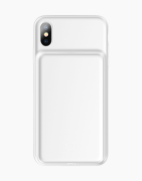 White Baseus Liquid Silicone Smart Power Case for iPhone XS Max 6.5 with 4200mAh portable battery, showing the back of the silicone case.