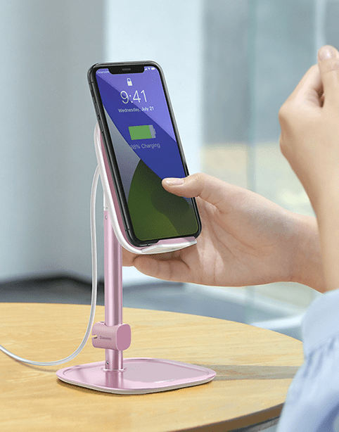 Baseus Literary Youth Desktop Bracket Fast Wireless Charging 15w Rose
