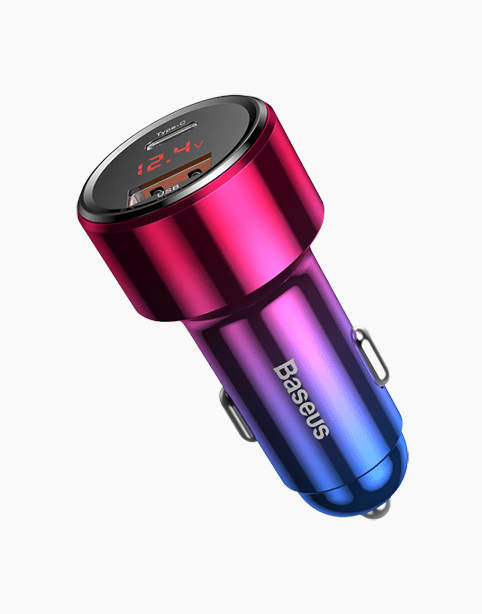 Magic PPS شاحن سيارة ميتال بشاشة ديجيتال 45W بمخرجين USB + PD ملون