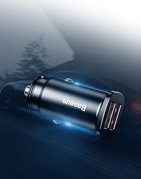 Baseus Square Metal Car Adapter Dual USB Quick Charge 3.0 (30W)