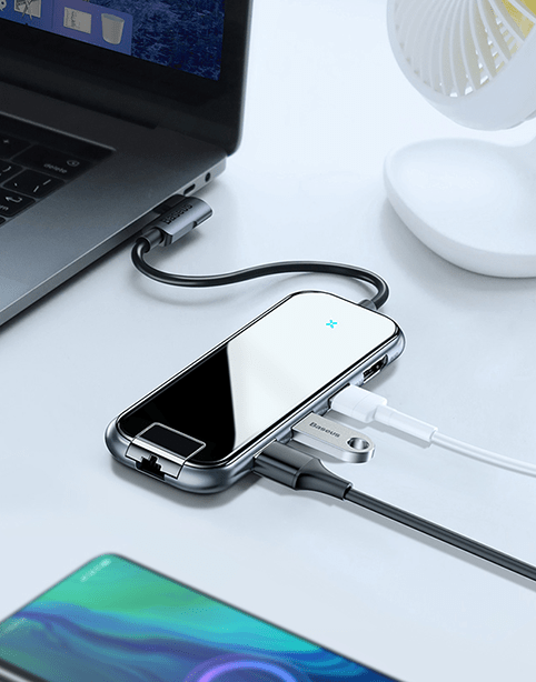 Baseus Multi-functional HUB (Type-C to 3xUSB3.0+HD4K+RJ45+PD) Deep gray