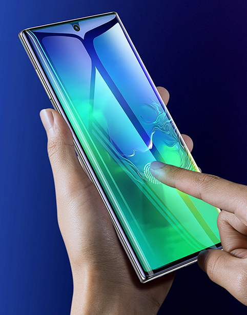 2pc Baseus 0.15mm Full-Screen Curved anti-explosion For Note 10 Support Finger scan
