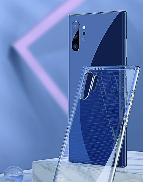 Transparent TPU case for Samsung Galaxy Note 10+ from Baseus Simple Series, designed to protect against falls.