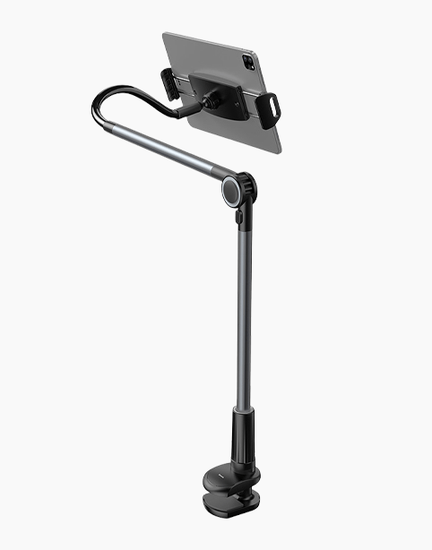 Black Baseus Otaku Life rotary adjustable lazy holder for phones and iPads, featuring a flexible, ergonomic design.