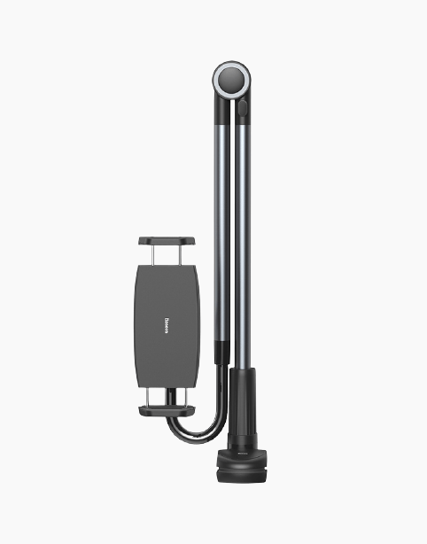 Black Baseus Otaku Life rotary adjustment lazy holder for phones and iPads, showcasing flexible mounting and adjustable grip.