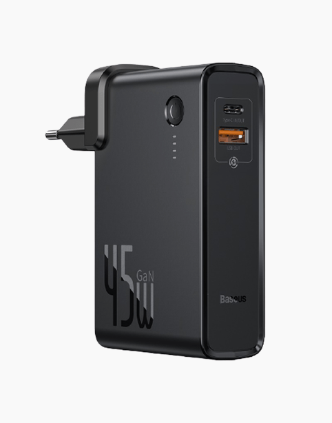 Baseus Power Station GaN 2*1 Fast Charger &amp; Power Bank 10000mAh 45W Black