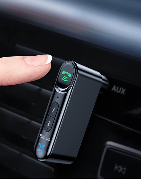 Baseus Qiyin AUX Car Bluetooth Receiver, With Mic And Control Buttons