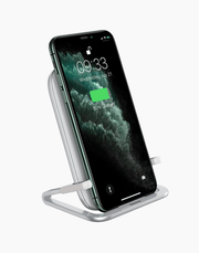 Baseus Rib 15W fast wireless charger in white with horizontal design and sleek finish for quick device charging.