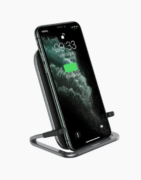 White Baseus Rib 15W fast wireless charger with horizontal design and LED indicator, compatible with smartphones for quick charging.