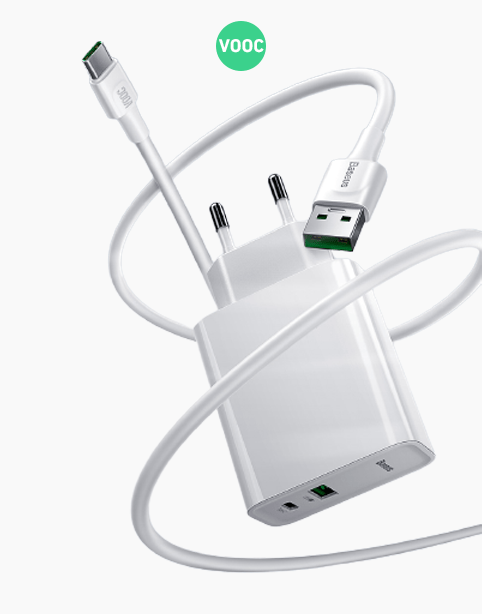 Baseus Speed PPS Quick Charger C+A 30W VOOC With Flash Cable - White