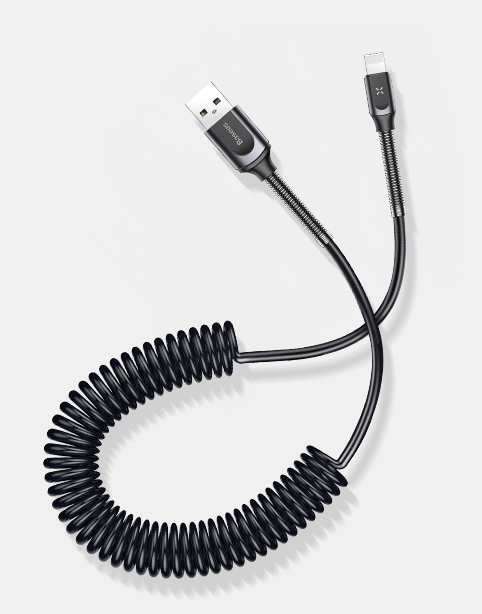 Spring By Baseus Flexible &amp; Space Saving Cable For iP 1.2m Black/Gray