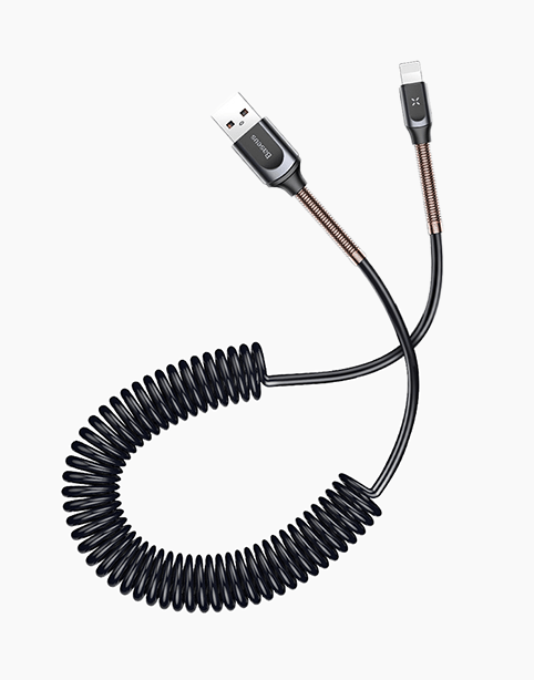 Spring By Baseus Flexible &amp; Space Saving Cable For iP 1.2m Black/Gold