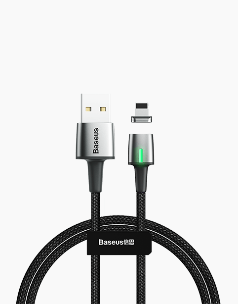 Baseus Zinc Magnetic Cable With Lamp USB For iP 2.4A 1m Black