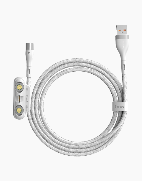 Baseus Zinc Magnetic 3 in 1 Safe Fast 3A Charging Data Cable 1m - White