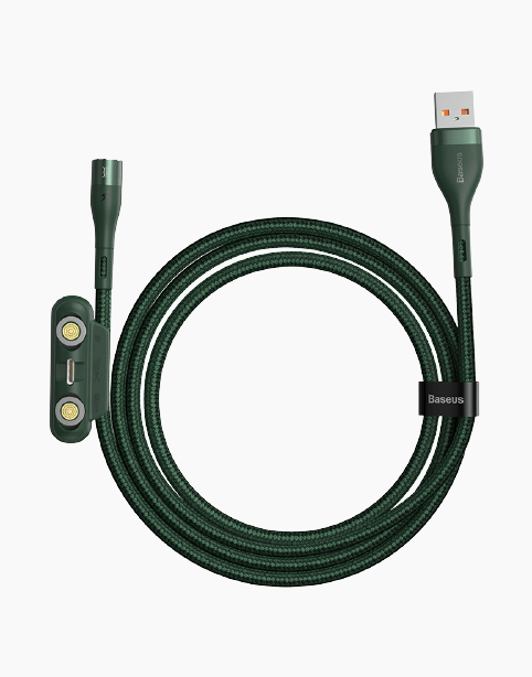 Baseus Zinc Magnetic 3 in 1 Safe Fast 3A Charging Data Cable 1m - Green