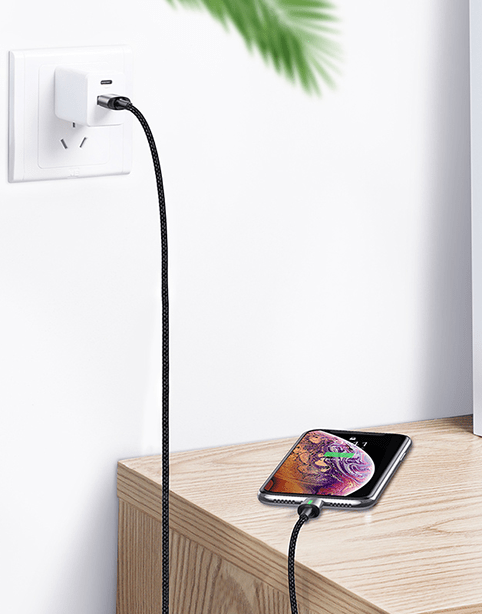 Baseus Zinc Magnetic Cable With Lamp USB For iP 2.4A 1m Black