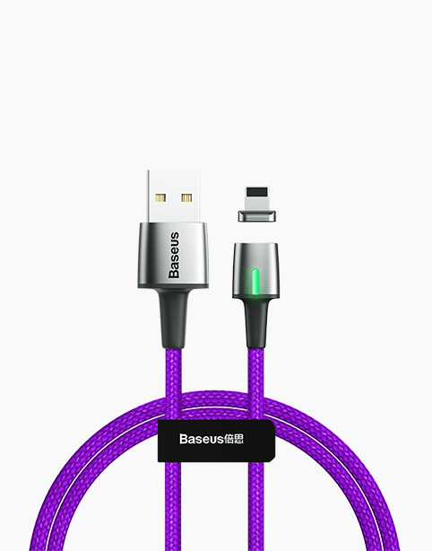 Baseus Zinc Magnetic Cable With Lamp USB For iP 2.4A 1m Purple