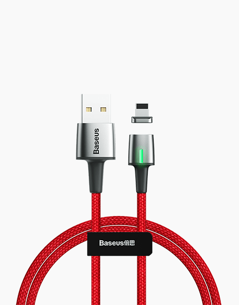 Baseus Zinc Magnetic Cable With Lamp USB For iP 2.4A 1m Red