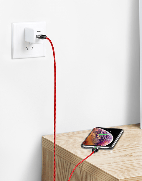 Baseus Zinc Magnetic Cable With Lamp USB For iP 2.4A 1m Red