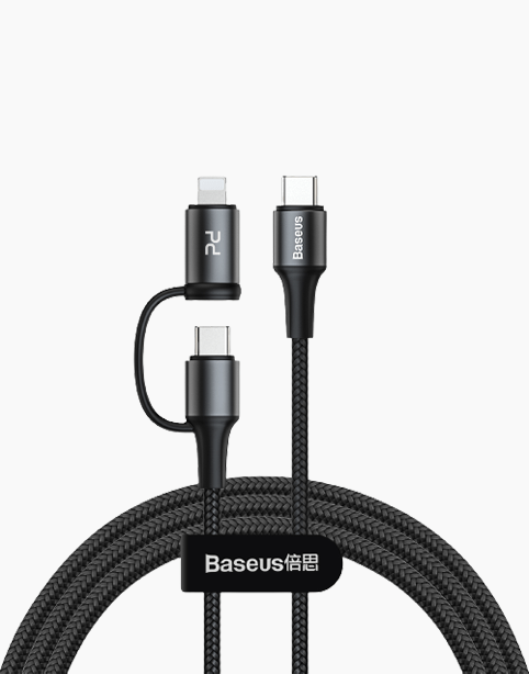 Baseus Twins 2in1 PD Cable Type-C to Type-C(60w) + iP (18w) - Black