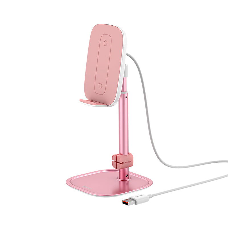 Baseus Literary Youth Desktop Bracket Fast Wireless Charging 15w Rose