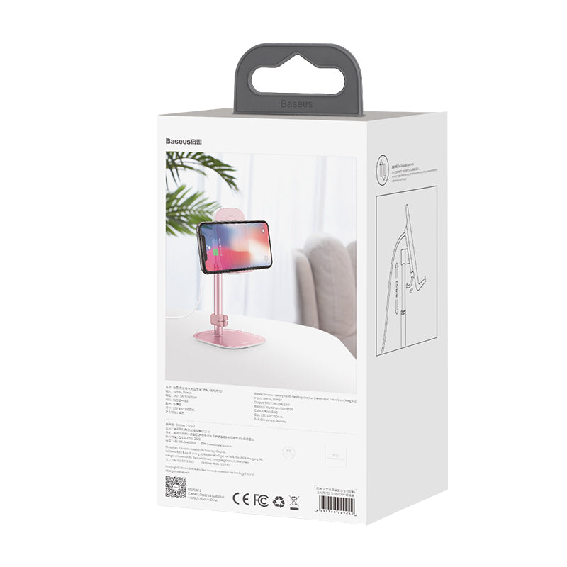 Baseus Literary Youth Desktop Bracket Fast Wireless Charging 15w Rose