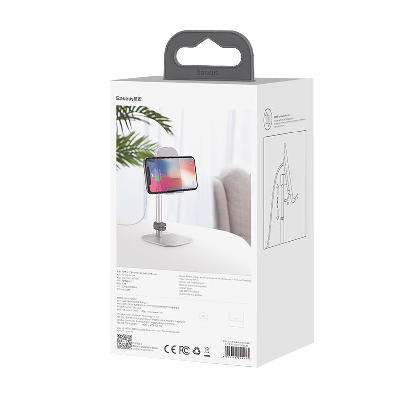 Baseus Literary Youth Desktop Bracket Fast Wireless Charging 15w Silver