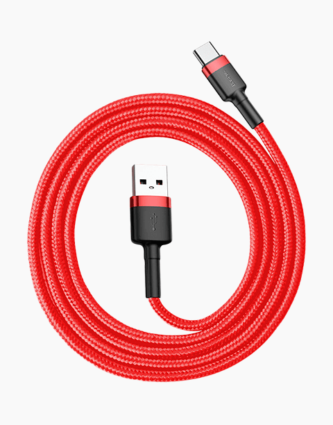 Cafule By Baseus Anti-Cut Cable, USB For Type-C QC 3.0 1M Red