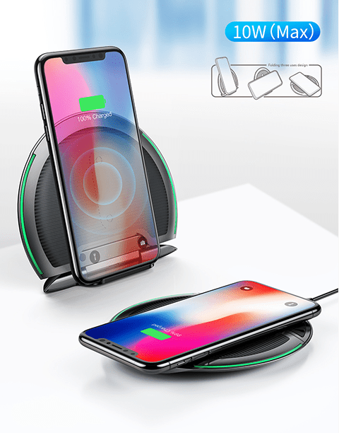 Collapsible Qi Wireless Charger By Baseus Multifunction Fast Wireless Charging Black