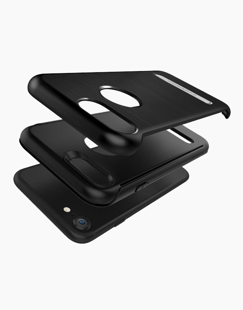 Black DUO Guard Series anti-shock case for iPhone 7 by VRS Design, offering durable protection and sleek design.