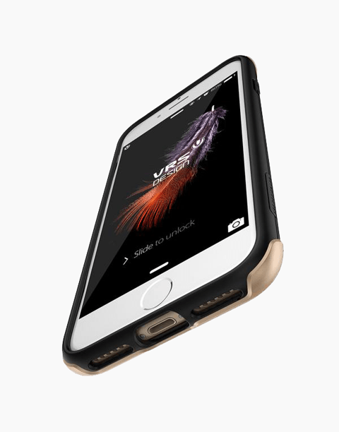 Smartkoshk DUO Guard Series iPhone 7 anti-shock case in gold with protective design, durable and stylish for enhanced phone safety.