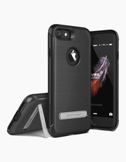 Black DUO Guard Series iPhone 7 case by VRS Design featuring anti-shock protection and precise cutouts.