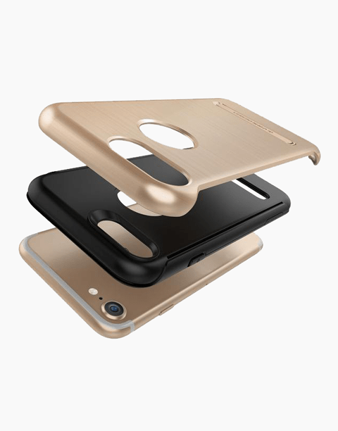Smartkoshk DUO Guard Series anti-shock case for iPhone 7 in gold, showing durable protective design and sleek finish.