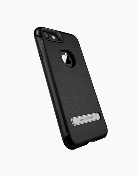 Black DUO Guard Series iPhone 7 case by VRS Design, featuring anti-shock protection and durable construction.