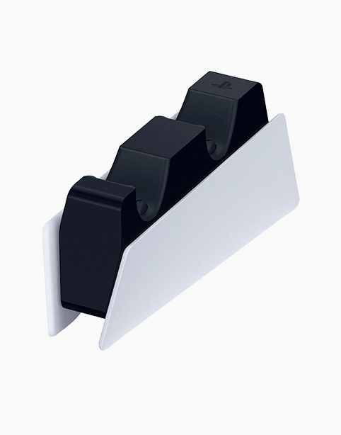DualSense™ Charging Station for PlayStation 5, featuring sleek design and two controller slots for efficient charging.