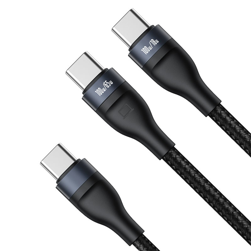 Baseus Flash Series 2 in 1 Fast Cable Type-C to C+C 100W 1.5m Black