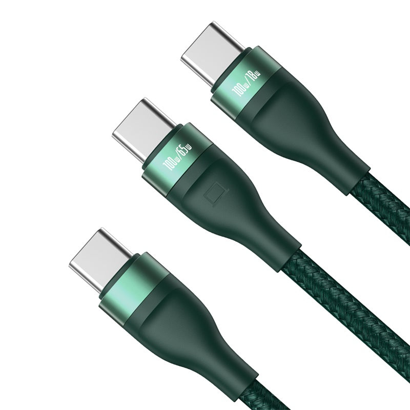 Baseus Flash Series 2 in 1 Fast Cable Type-C to C+C 100W 1.5m Green