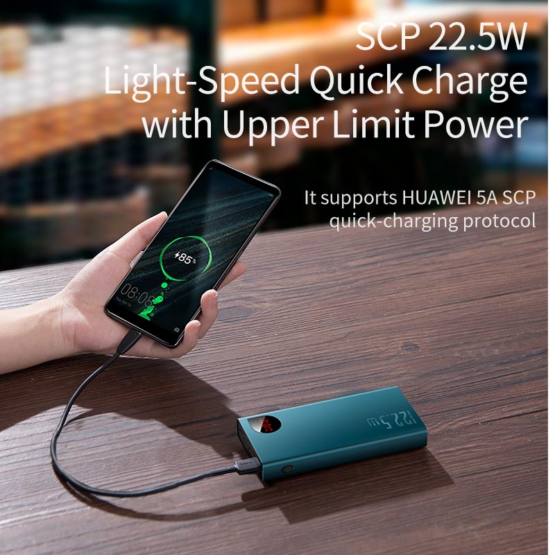 Baseus Adaman Fast Power Bank, 5 Ports (PD3.0+QC3.0) 20000mAh Green