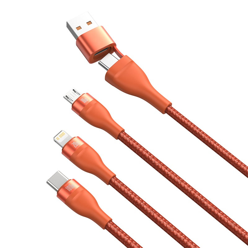 Baseus Flash Series 2 in 3 Fast Cable U+C to M+L+C 100W 1.2m Orange