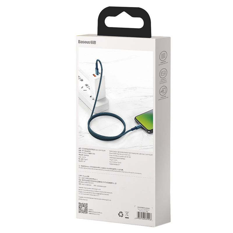 Baseus High Density Braided PD 20W Fast Cable Type-C to iP 2m Blue