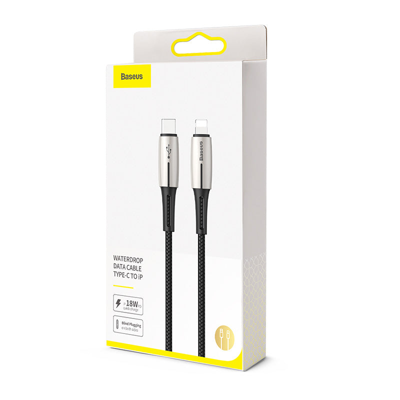 Baseus Waterdrop Cable Type-C to iP PD 18W 1.3m 50% in 30min Black