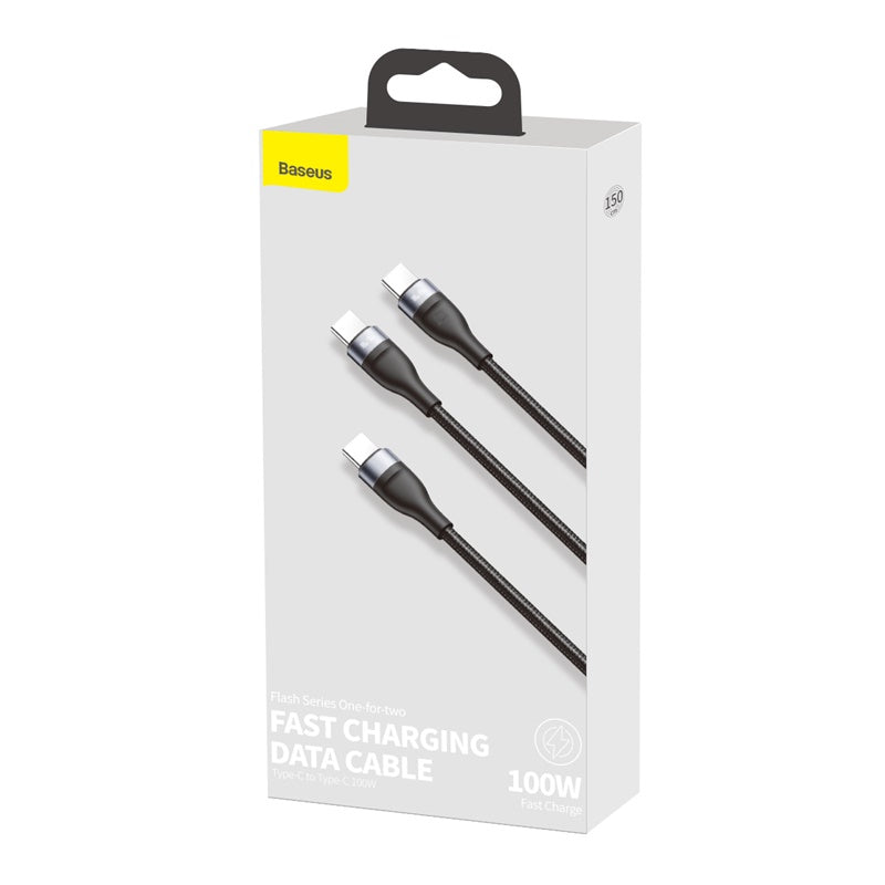 Baseus Flash Series 2 in 1 Fast Cable Type-C to C+C 100W 1.5m Black