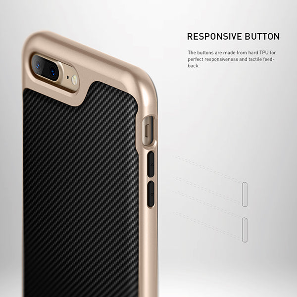 iPhone 7 Plus Caseology Envoy Classic Rich Texture PU Leather Carbon Fiber Black / Gold