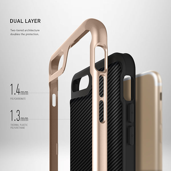 iPhone 7 Plus Caseology Envoy Classic Rich Texture PU Leather Carbon Fiber Black / Gold