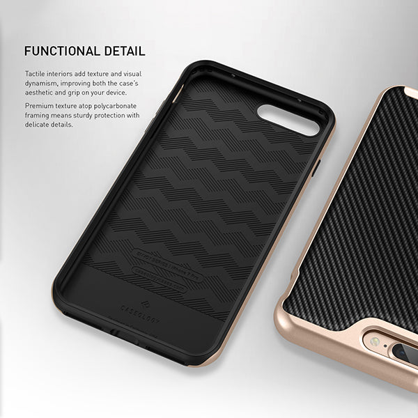 iPhone 7 Plus Caseology Envoy Classic Rich Texture PU Leather Carbon Fiber Black / Gold